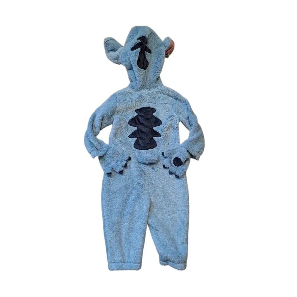 Disney Stitch Toddler Plush Hooded One Piece Costume Jumpsuit Blue 2T HALLOWEEN